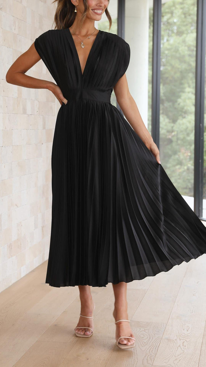 Damen plissiertes Hochzeitskleid | Midi