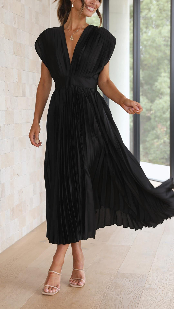 Damen plissiertes Hochzeitskleid | Midi