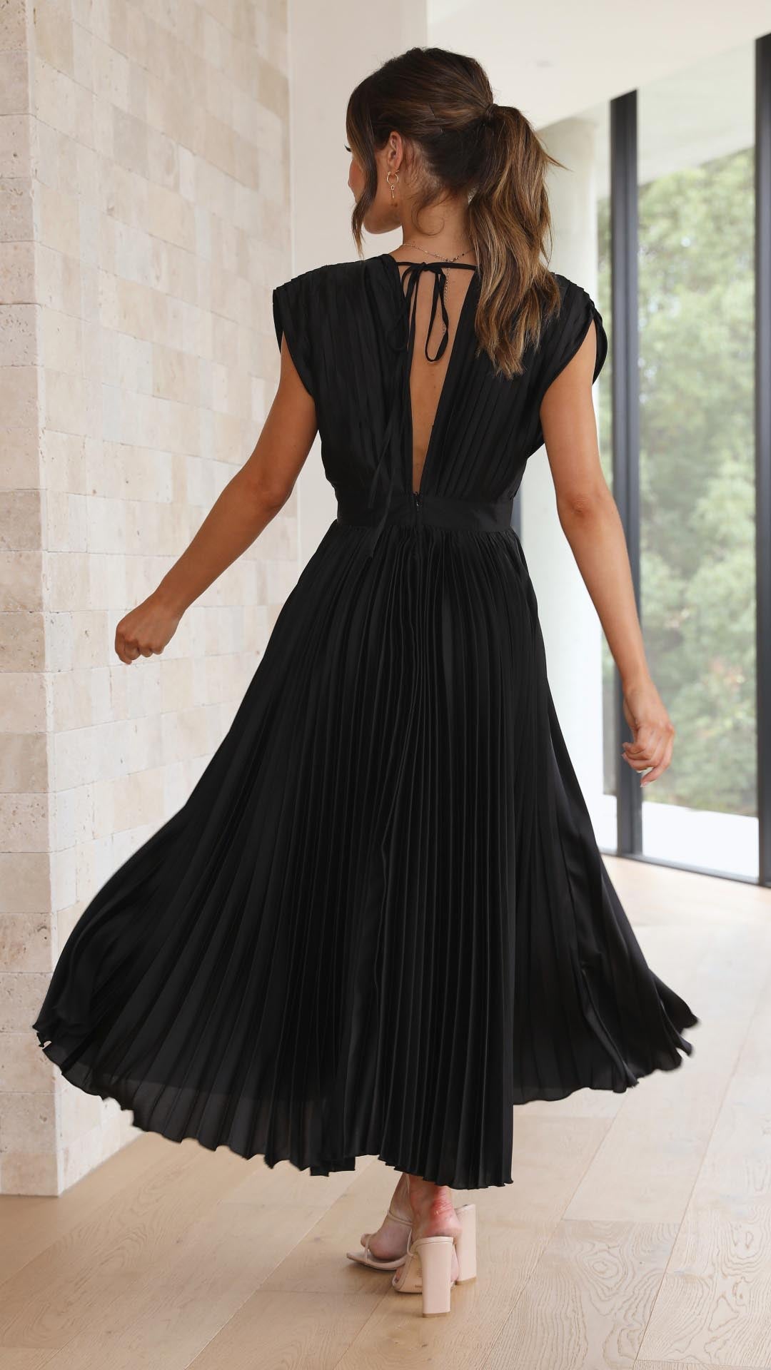 Damen plissiertes Hochzeitskleid | Midi