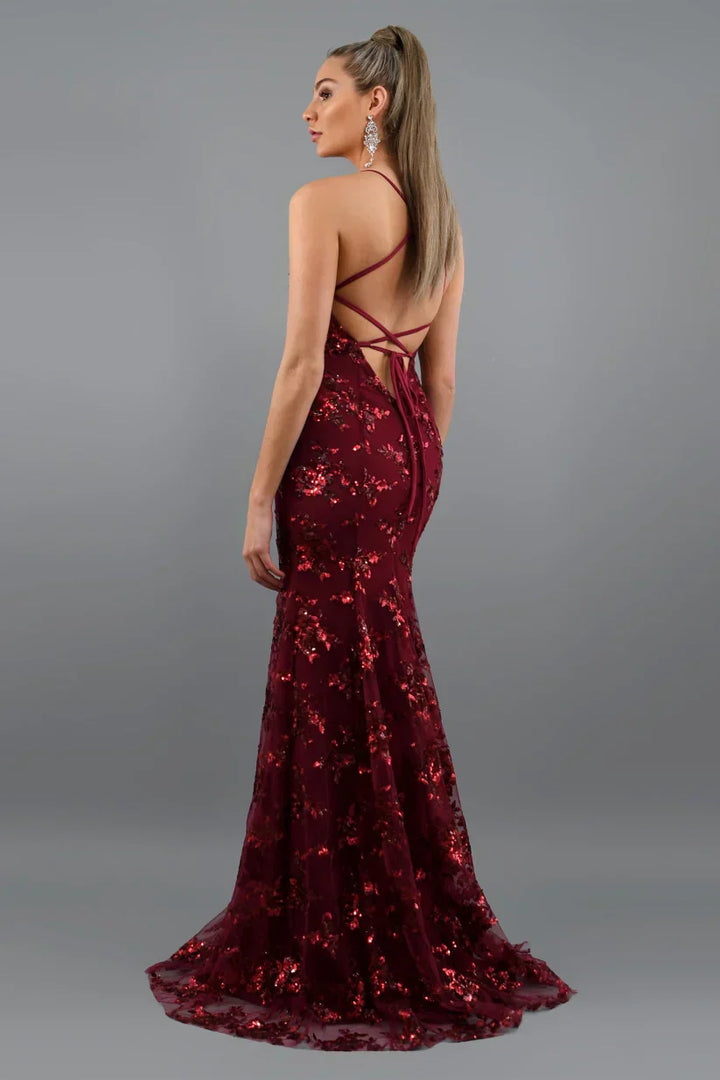 Damen Abendkleid mit Pailletten | Maxi