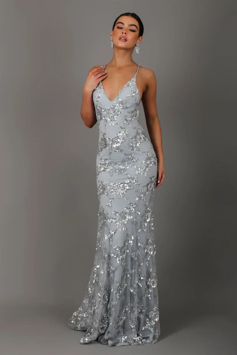 Damen Abendkleid mit Pailletten | Maxi