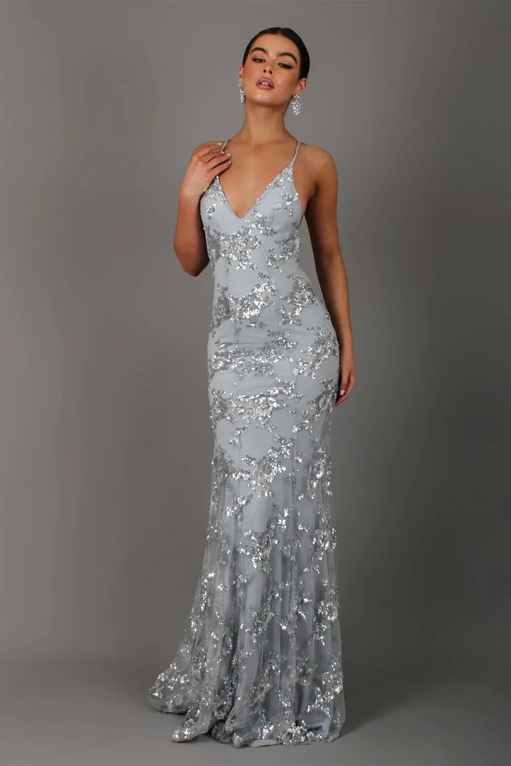 Damen Abendkleid mit Pailletten | Maxi