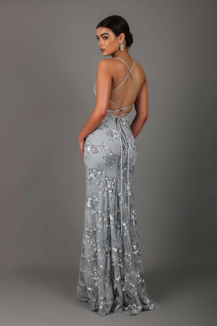 Damen Abendkleid mit Pailletten | Maxi