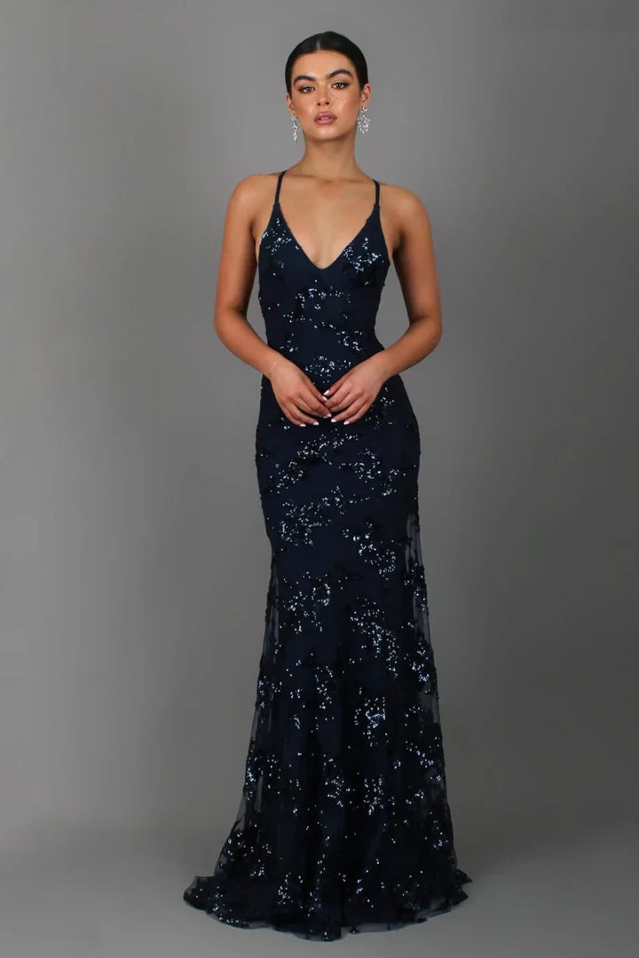 Damen Abendkleid mit Pailletten | Maxi