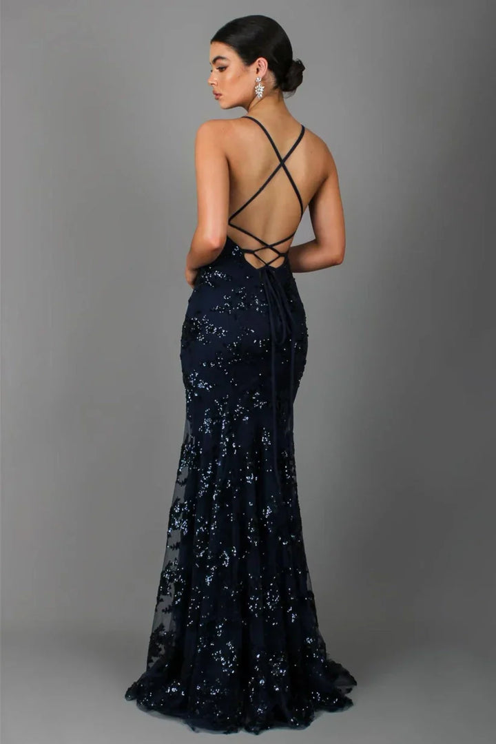 Damen Abendkleid mit Pailletten | Maxi