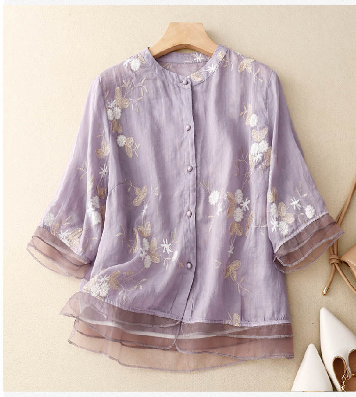 Damen Sommerbluse mit Blumenmuster | 3/4-Arm