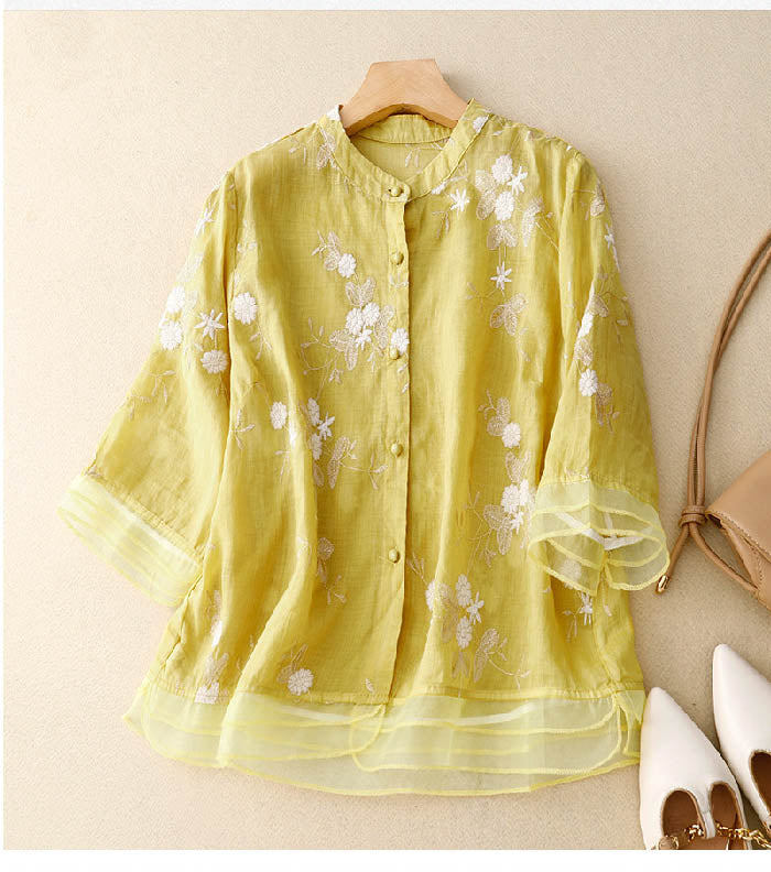 Damen Sommerbluse mit Blumenmuster | 3/4-Arm