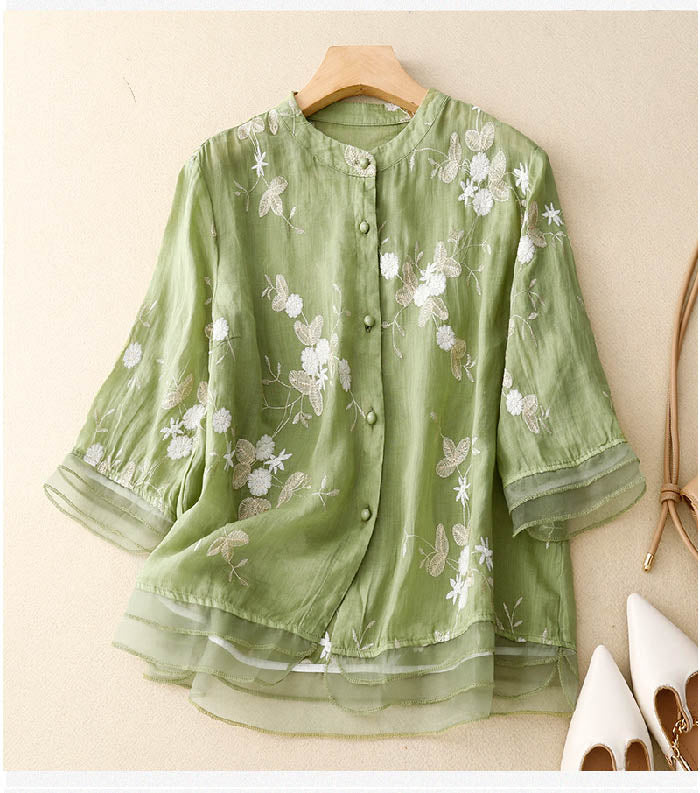 Damen Sommerbluse mit Blumenmuster | 3/4-Arm